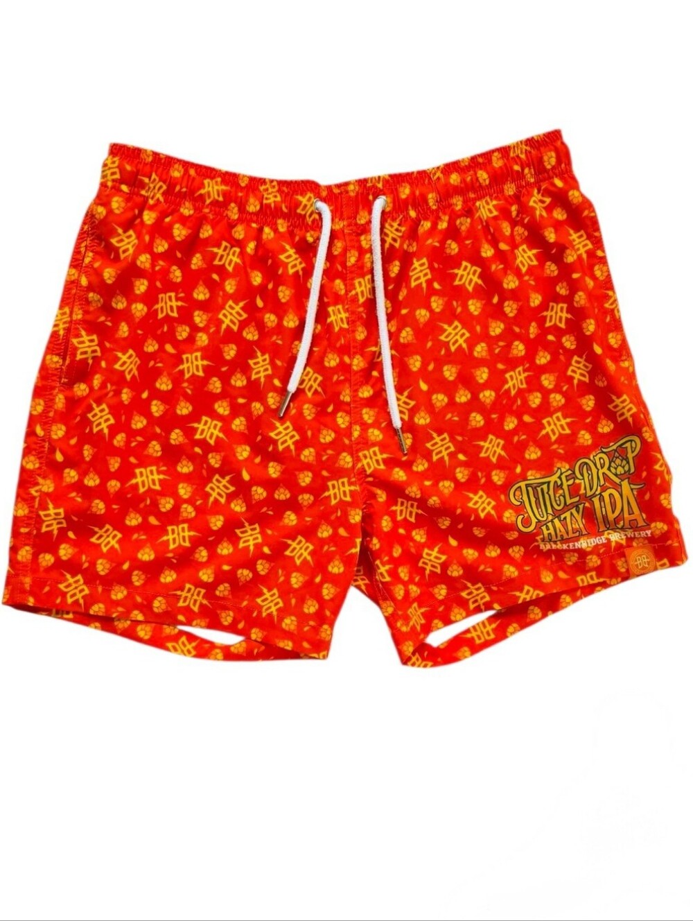 Shinesty Men's Orange Swim Trunks with Yellow Pattern